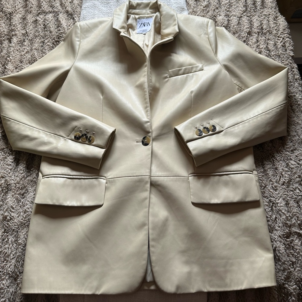Zara PU Leather Blazer